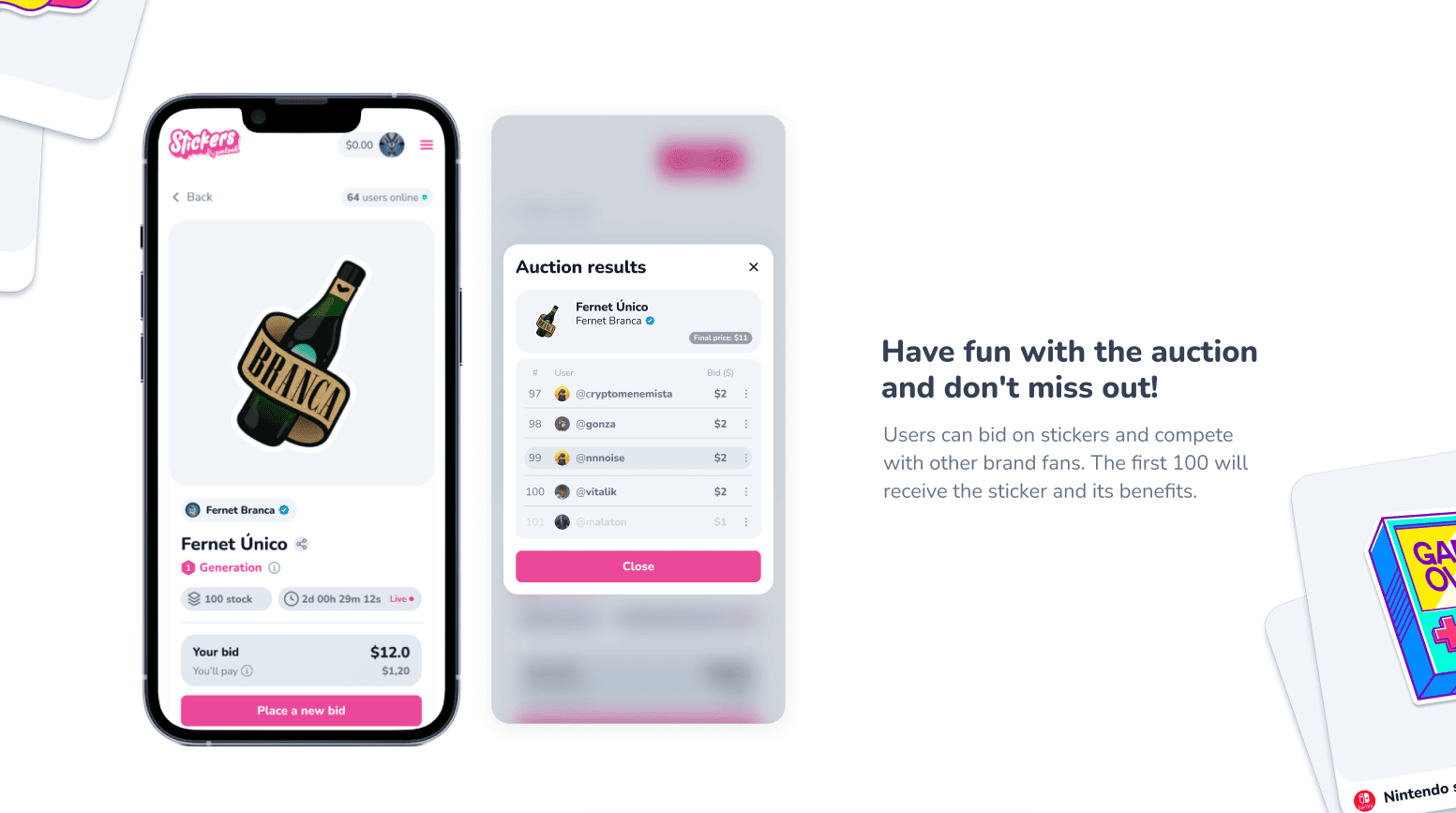 Stickers benefits and profile screens