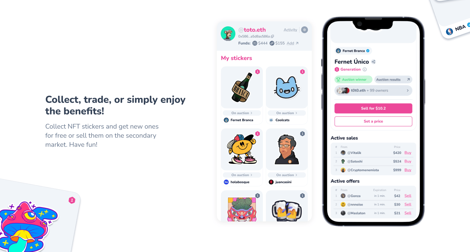 Stickers auction flow